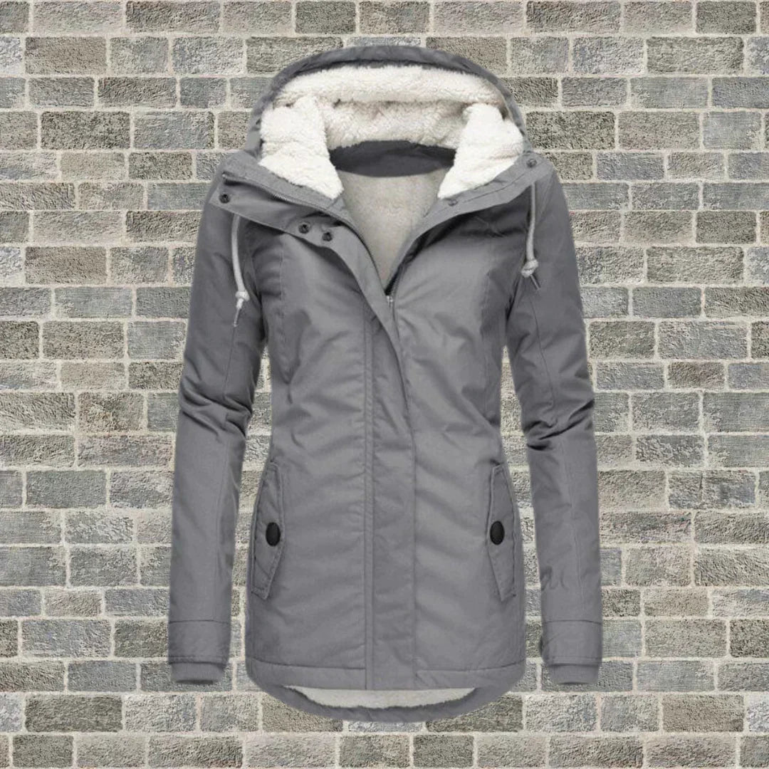 Amber | Women's Hooded Winter Parka Jacket - Lined Hood Relaxed Fit Pockets