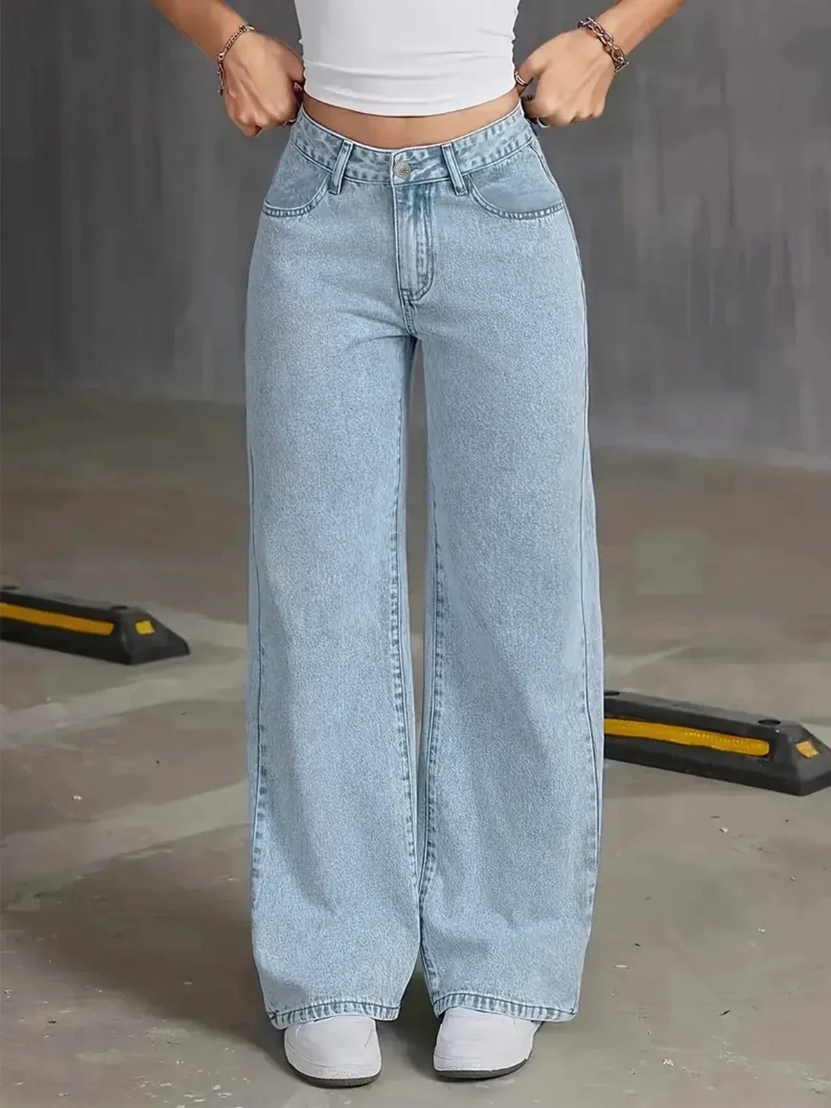 Blake | Effortless High Waisted Wide Leg Jeans with Button