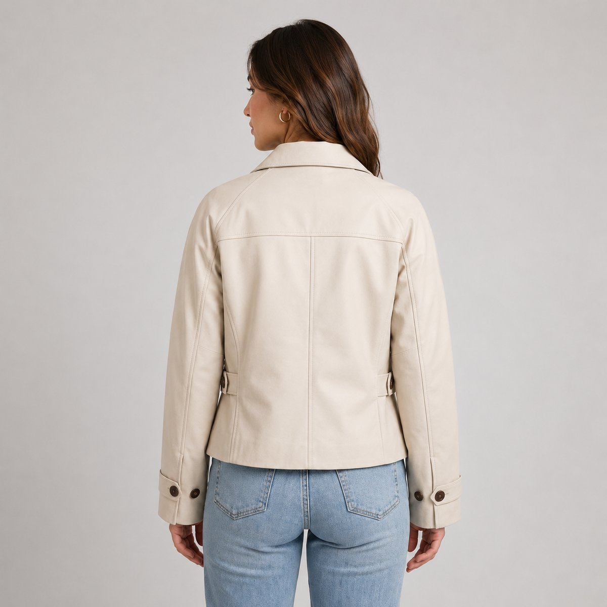 Calla | Women's Cropped Faux Leather Jacket - Button Front
