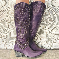 Cecilia | Women's Western Cowboy Boots - Studded Heeled Tall Shaft