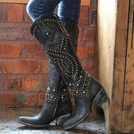 Cecilia | Women's Western Cowboy Boots - Studded Heeled Tall Shaft
