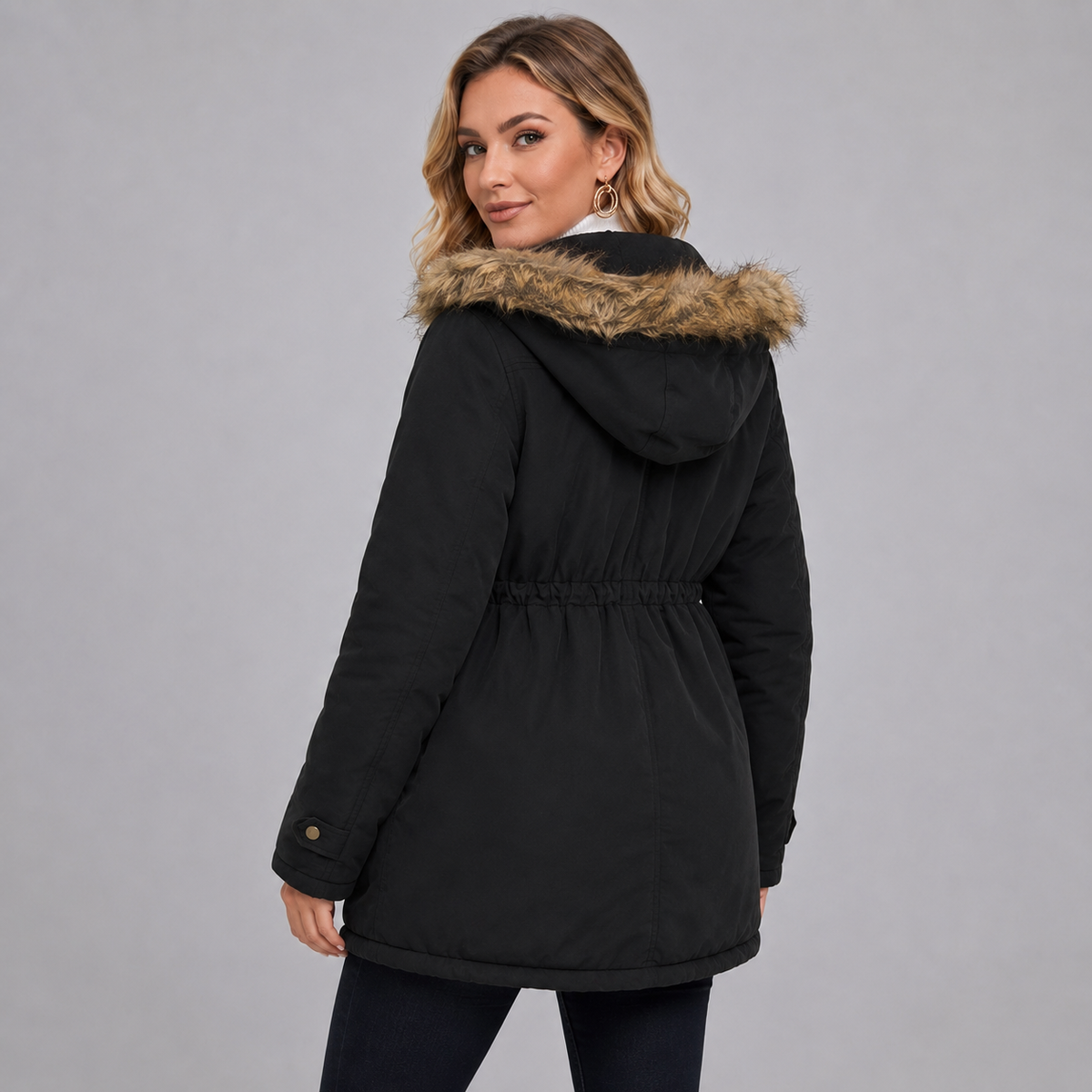 Jordan | Women's Winter Jacket with Faux Fur Hood and Patch Pockets