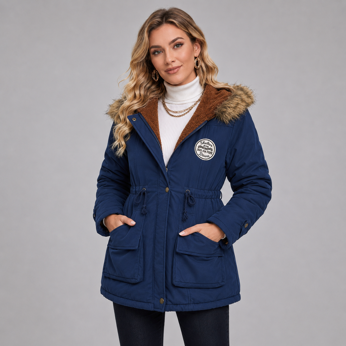 Jordan | Women's Winter Jacket with Faux Fur Hood and Patch Pockets