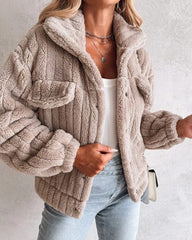 Caitlin | Women's Sherpa Fleece Jacket with Chest Pockets and Collar