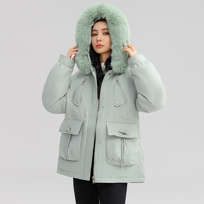 Crystal | Women's Faux Fur Hooded Parka Jacket - Plush Lined Cinched Waist