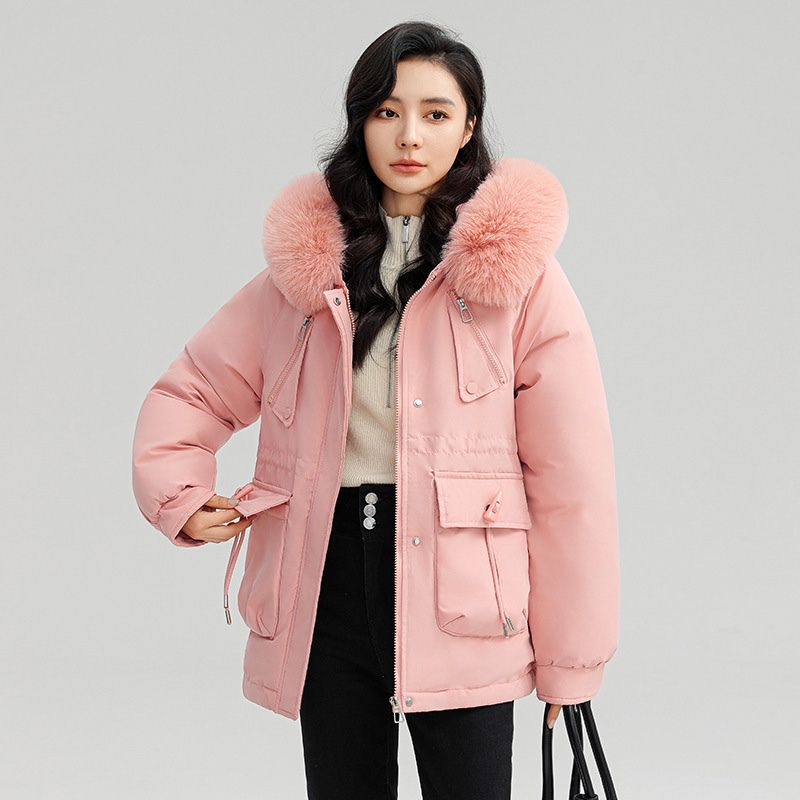 Crystal | Women's Faux Fur Hooded Parka Jacket - Plush Lined Cinched Waist