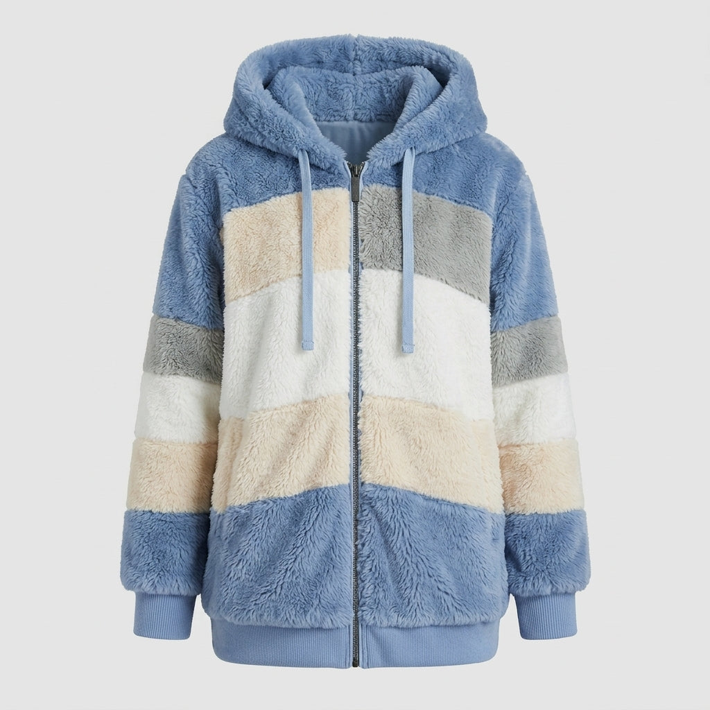 Delilah | Women's Puffer Jacket - Faux Fur Hooded Long Sleeve Warm Padded