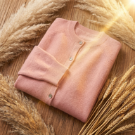 Elin | Women's Wool Knit Cardigan Sweater - Crew Neck Button Front