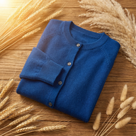 Elin | Women's Wool Knit Cardigan Sweater - Crew Neck Button Front