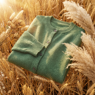 Elin | Women's Wool Knit Cardigan Sweater - Crew Neck Button Front