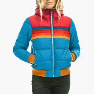 Everly | Bold Colorblock Puffer Jacket with Rainbow Stripe Panel