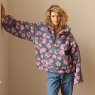 Allison | Women's Sherpa Fleece Jacket with Floral Print and Half Zip
