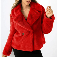 Freya | Women's Cropped Faux Fur Jacket - Notch Lapel Open Front