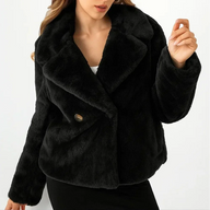 Freya | Women's Cropped Faux Fur Jacket - Notch Lapel Open Front