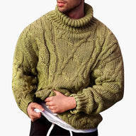 Todd | Men's Cable Knit Turtleneck Sweater - Long Sleeve Ribbed Pullover