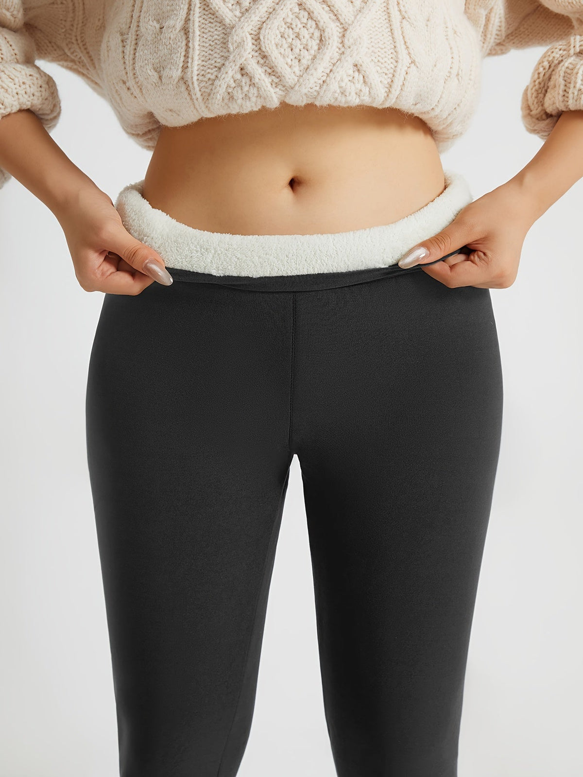 Jenny | Women's High Waisted Fleece Lined Leggings - Plush Lining Pull On
