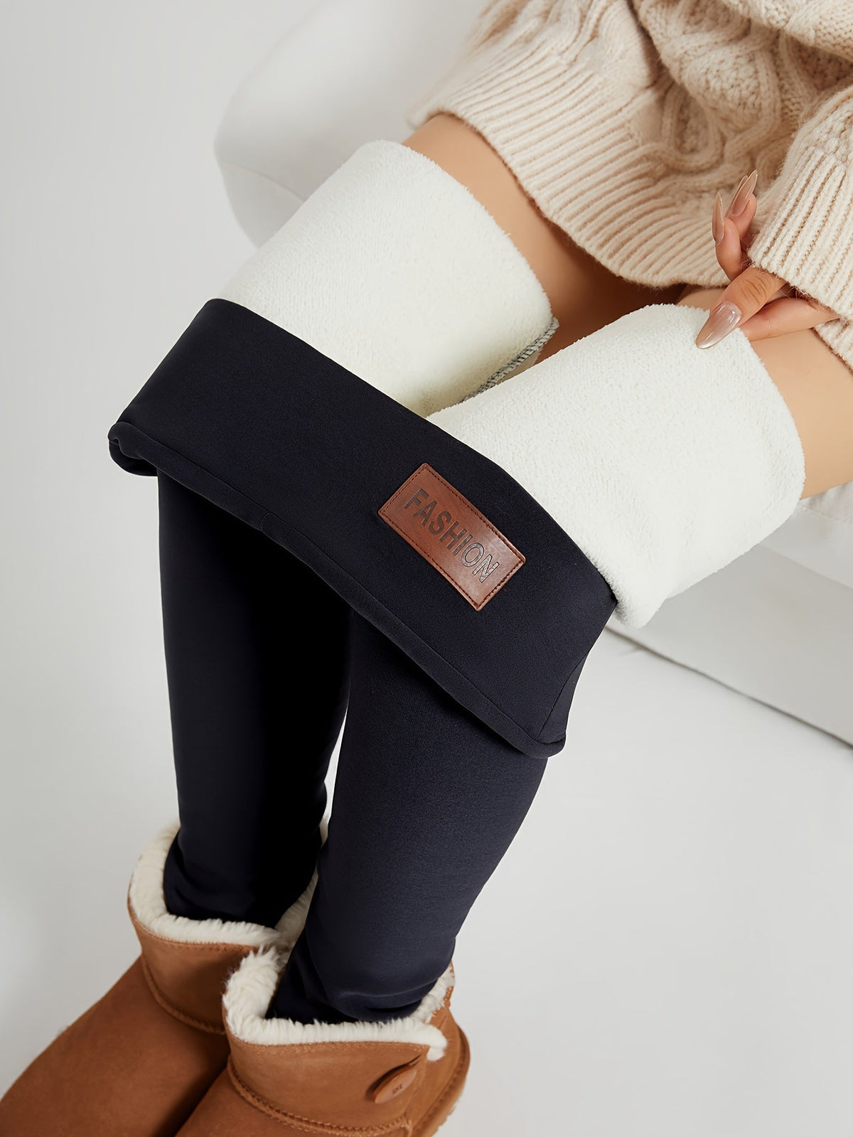 Jenny | Women's High Waisted Fleece Lined Leggings - Plush Lining Pull On