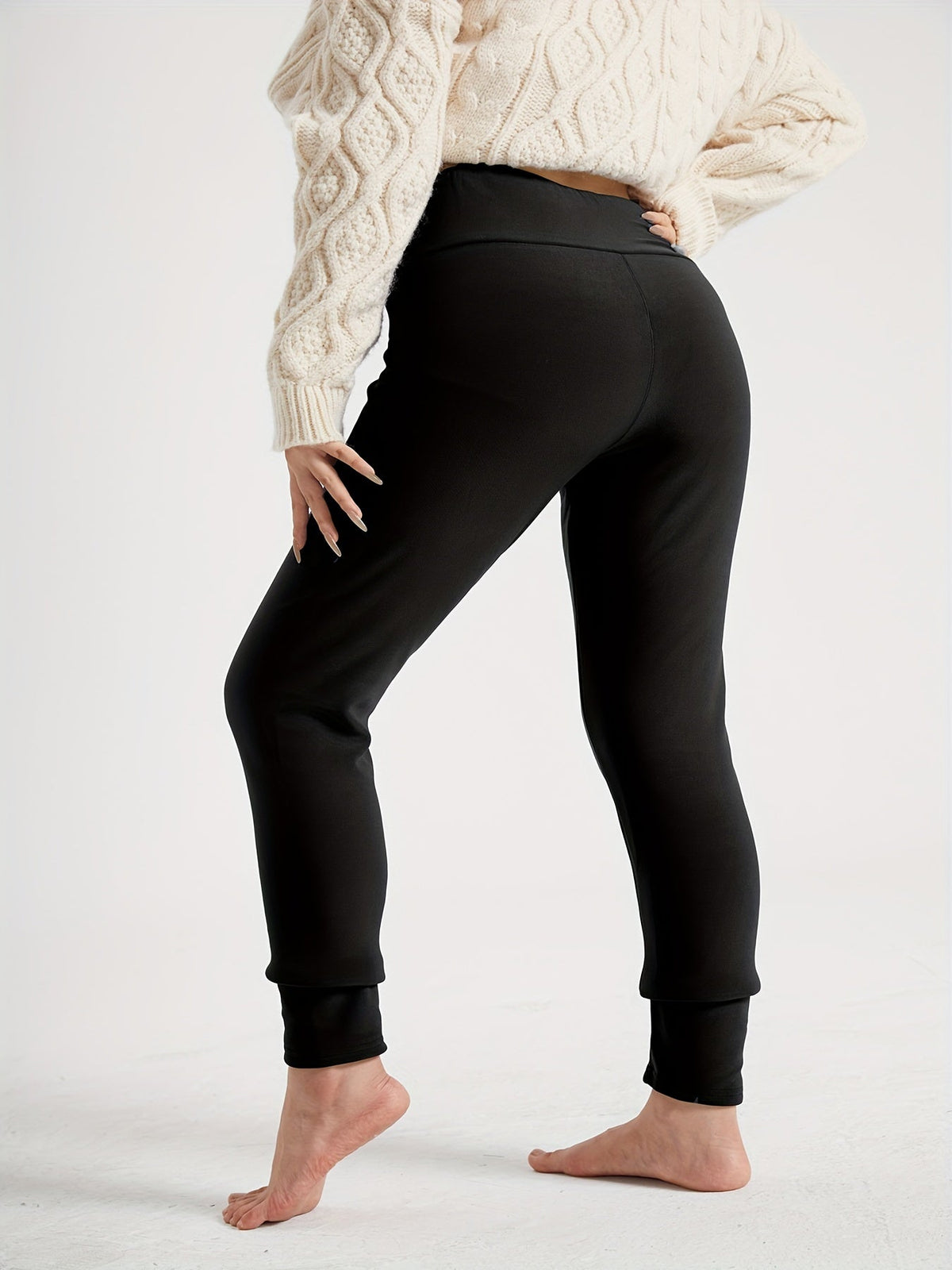 Jenny | Women's High Waisted Fleece Lined Leggings - Plush Lining Pull On