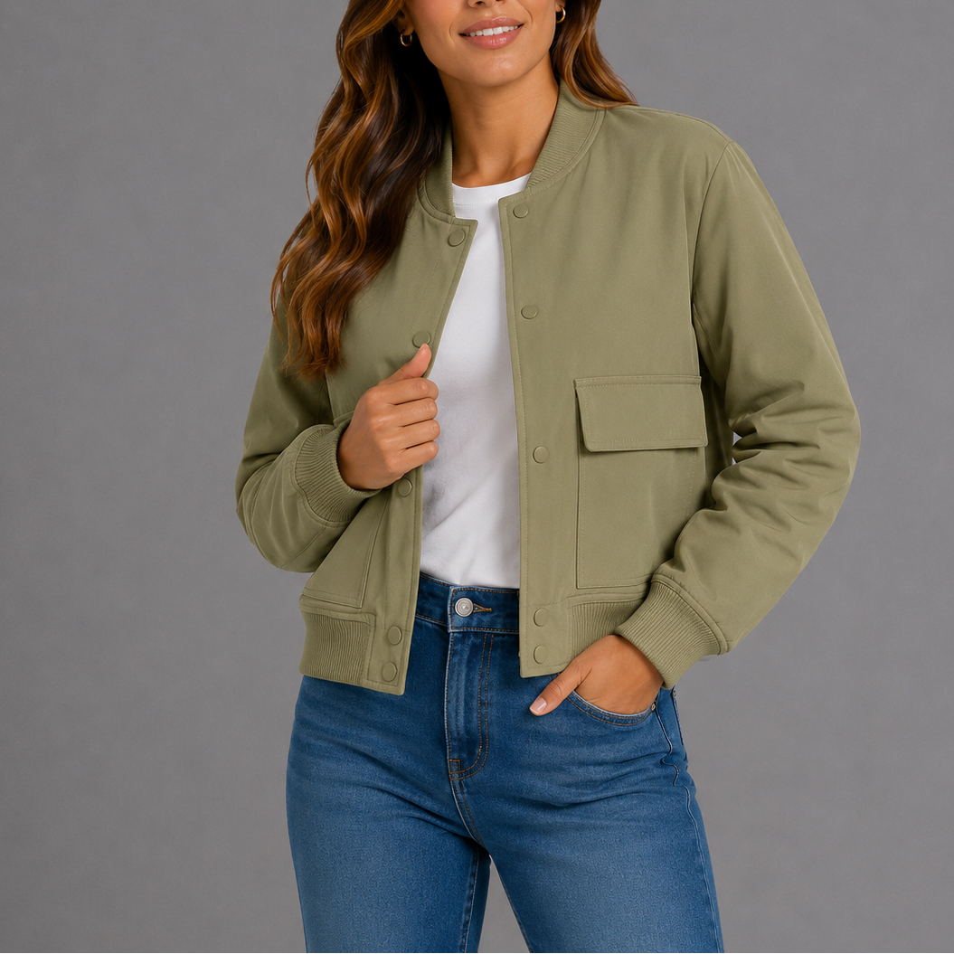 Kael | Women's Cropped Bomber Jacket with Flap Pockets