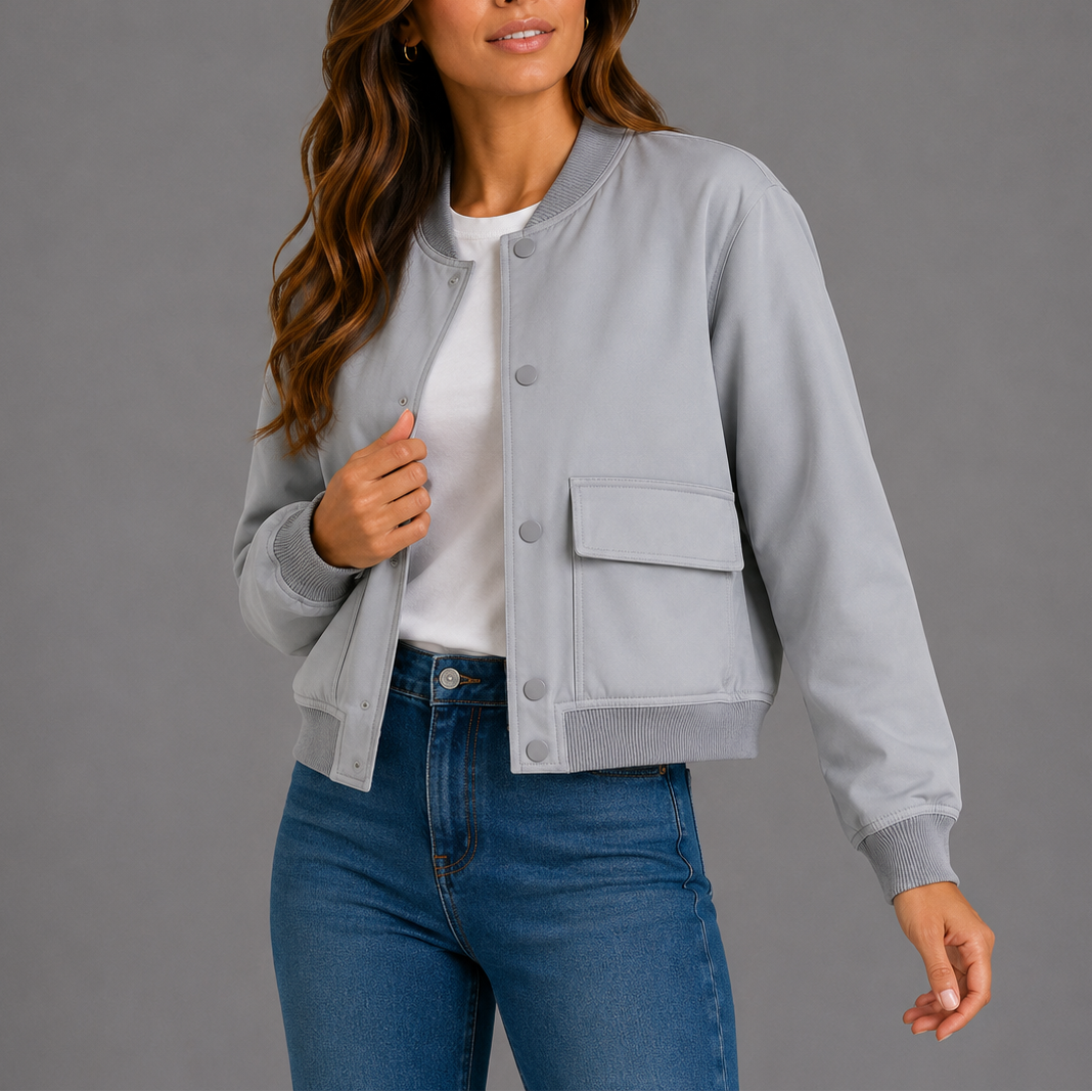 Kael | Women's Cropped Bomber Jacket with Flap Pockets