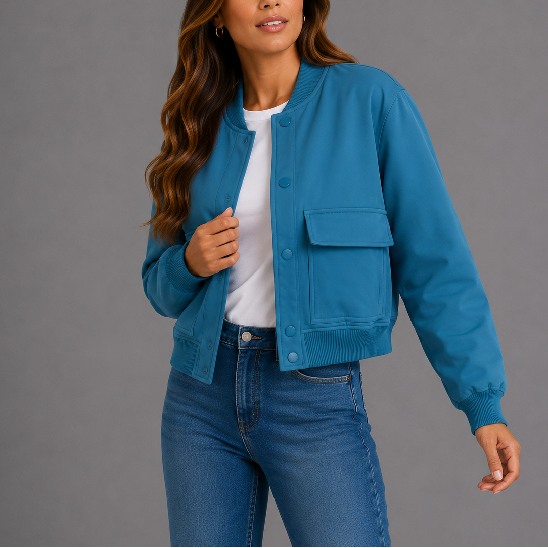 Kael | Women's Cropped Bomber Jacket with Flap Pockets