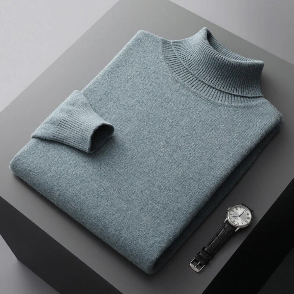 Scott | Men's Knit Turtleneck Sweater - Relaxed Fit Ribbed Cuffs Long Sleeve