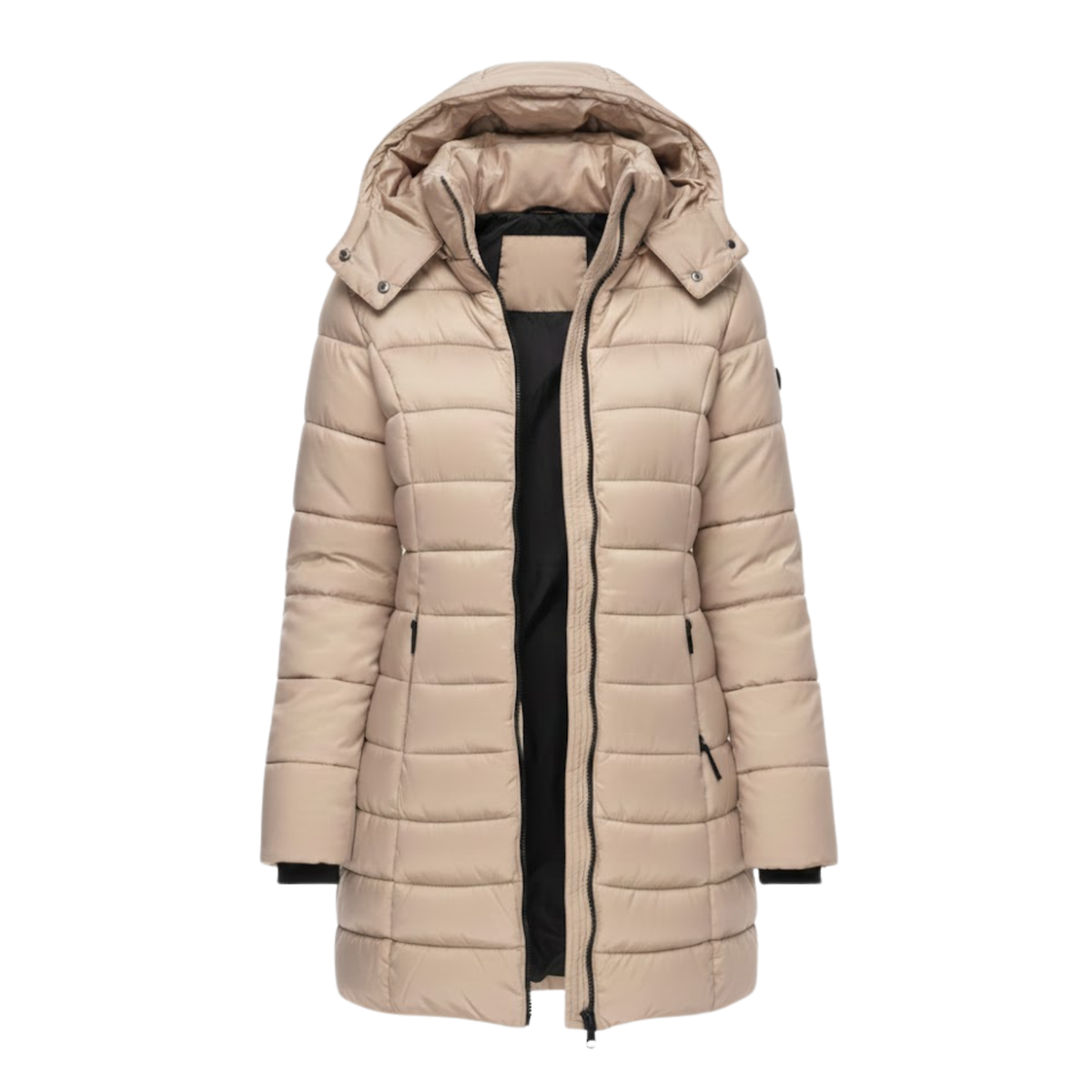 Kristen | Women's Hooded Quilted Parka Coat - Mid Length Windproof Padded