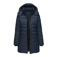 Kristen | Women's Hooded Quilted Parka Coat - Mid Length Windproof Padded