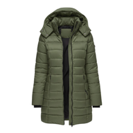 Kristen | Women's Hooded Quilted Parka Coat - Mid Length Windproof Padded