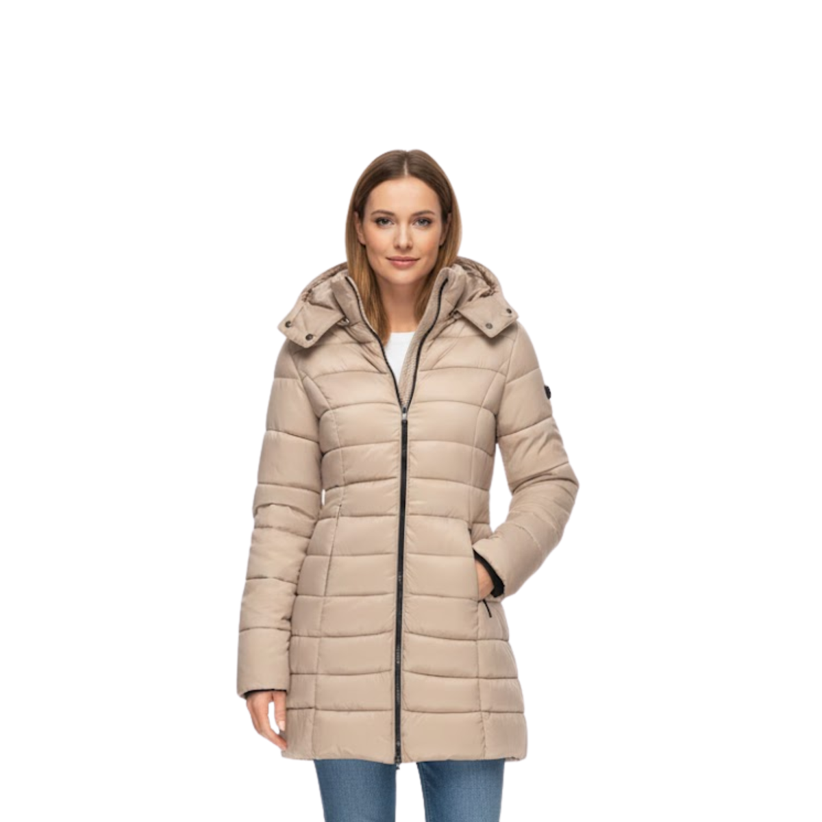 Kristen | Women's Hooded Quilted Parka Coat - Mid Length Windproof Padded