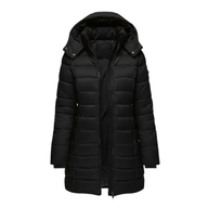Kristen | Women's Hooded Quilted Parka Coat - Mid Length Windproof Padded