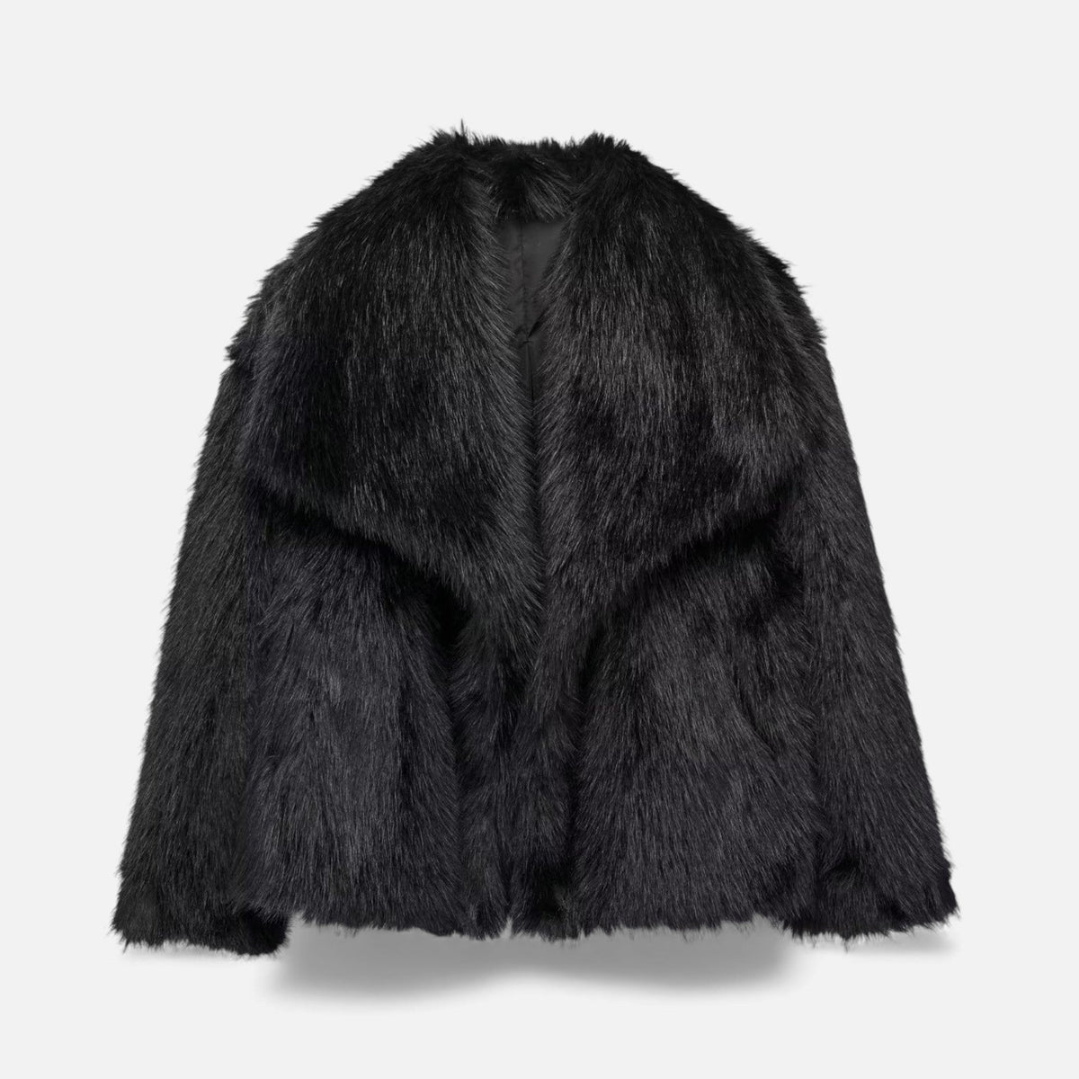 Luma | Women's Cropped Faux Fur Jacket - Wide Lapel Open Front