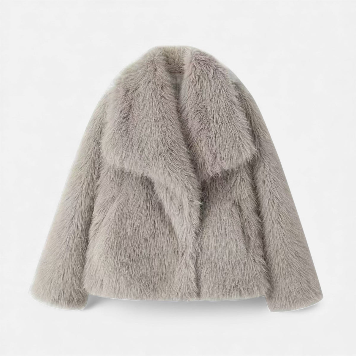 Luma | Women's Cropped Faux Fur Jacket - Wide Lapel Open Front