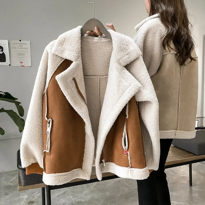 Lysa | Women's Oversized Faux Fur Jacket - Aviator Shearling Lining