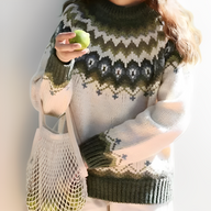 Mackenzie | Cozy Fair Isle Crew Neck Oversized Sweater with Balloon Sleeves
