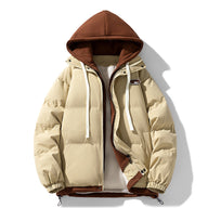 Zach | Men's Quilted Winter Puffer Jacket - Hooded Drawstring Elastic Cuffs