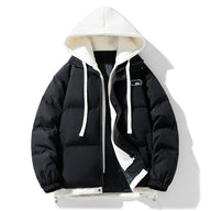Zach | Men's Quilted Winter Puffer Jacket - Hooded Drawstring Elastic Cuffs