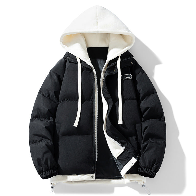Zach | Men's Quilted Winter Puffer Jacket - Hooded Drawstring Elastic Cuffs