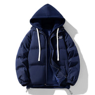 Zach | Men's Quilted Winter Puffer Jacket - Hooded Drawstring Elastic Cuffs