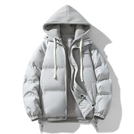 Zach | Men's Quilted Winter Puffer Jacket - Hooded Drawstring Elastic Cuffs