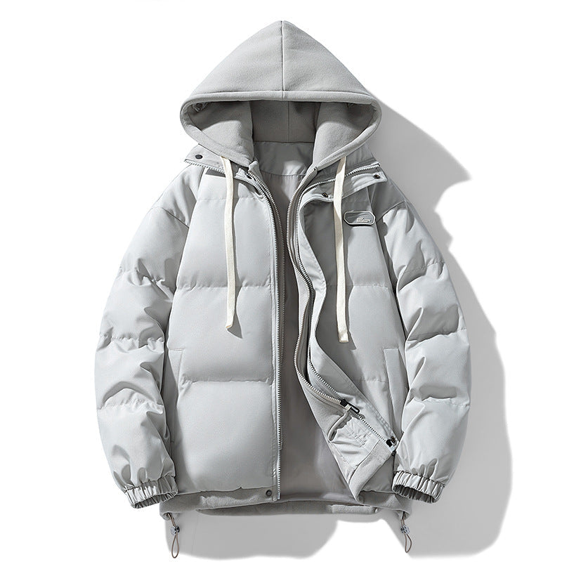 Zach | Men's Quilted Winter Puffer Jacket - Hooded Drawstring Elastic Cuffs