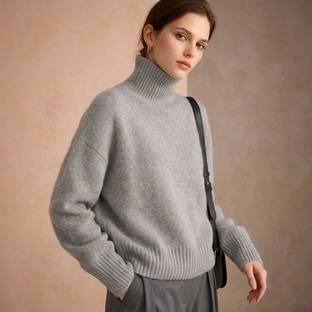 Marlow | Cosy Oversized Cashmere Turtleneck Sweater Ribbed
