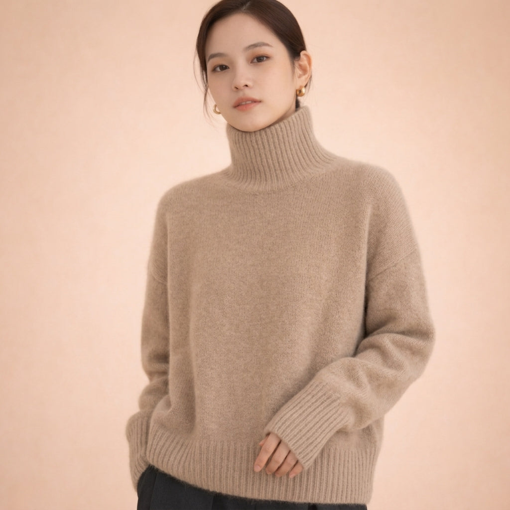 Marlow | Cosy Oversized Cashmere Turtleneck Sweater Ribbed