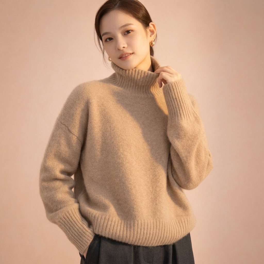 Marlow | Cosy Oversized Cashmere Turtleneck Sweater Ribbed