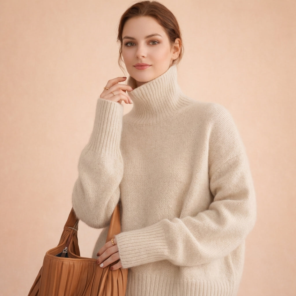 Marlow | Cosy Oversized Cashmere Turtleneck Sweater Ribbed