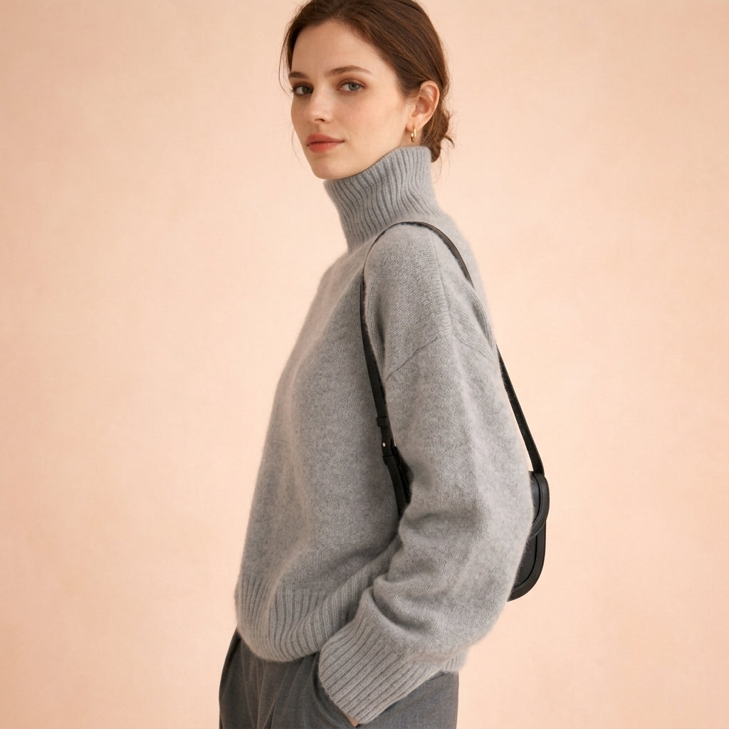 Marlow | Cosy Oversized Cashmere Turtleneck Sweater Ribbed