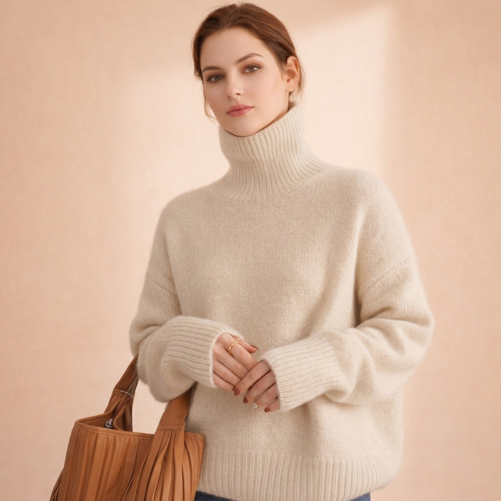 Marlow | Cosy Oversized Cashmere Turtleneck Sweater Ribbed
