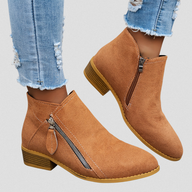 Nell | Women's Suede Ankle Boots - Pointed Toe Zip Heel