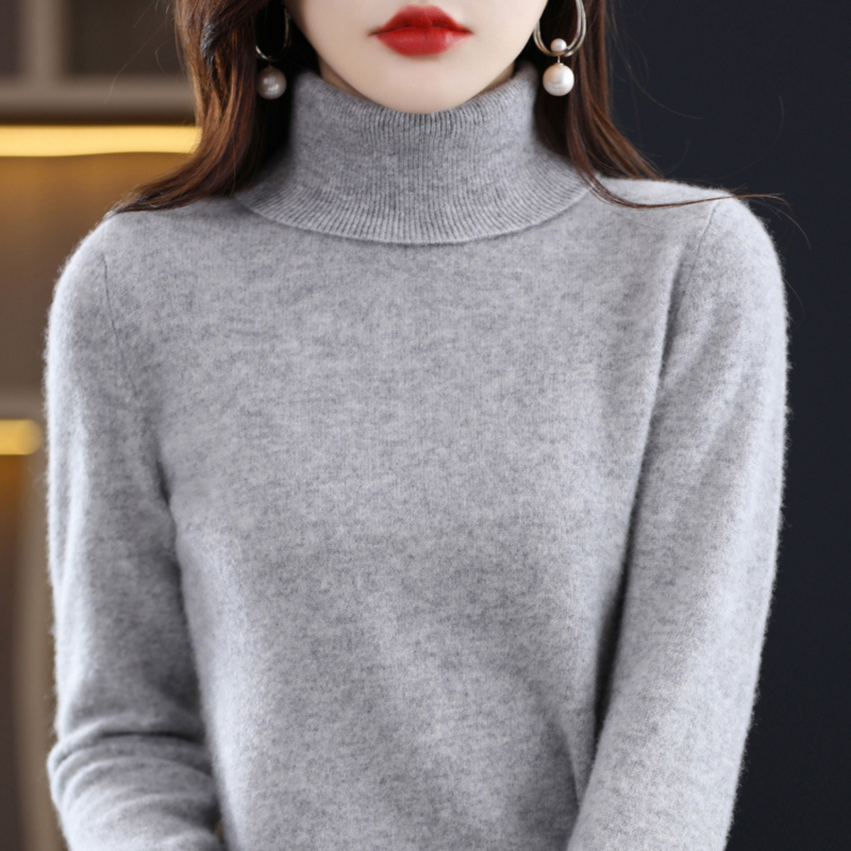 Nella | Slim Cashmere Turtleneck Sweater with Ribbed Cuffs