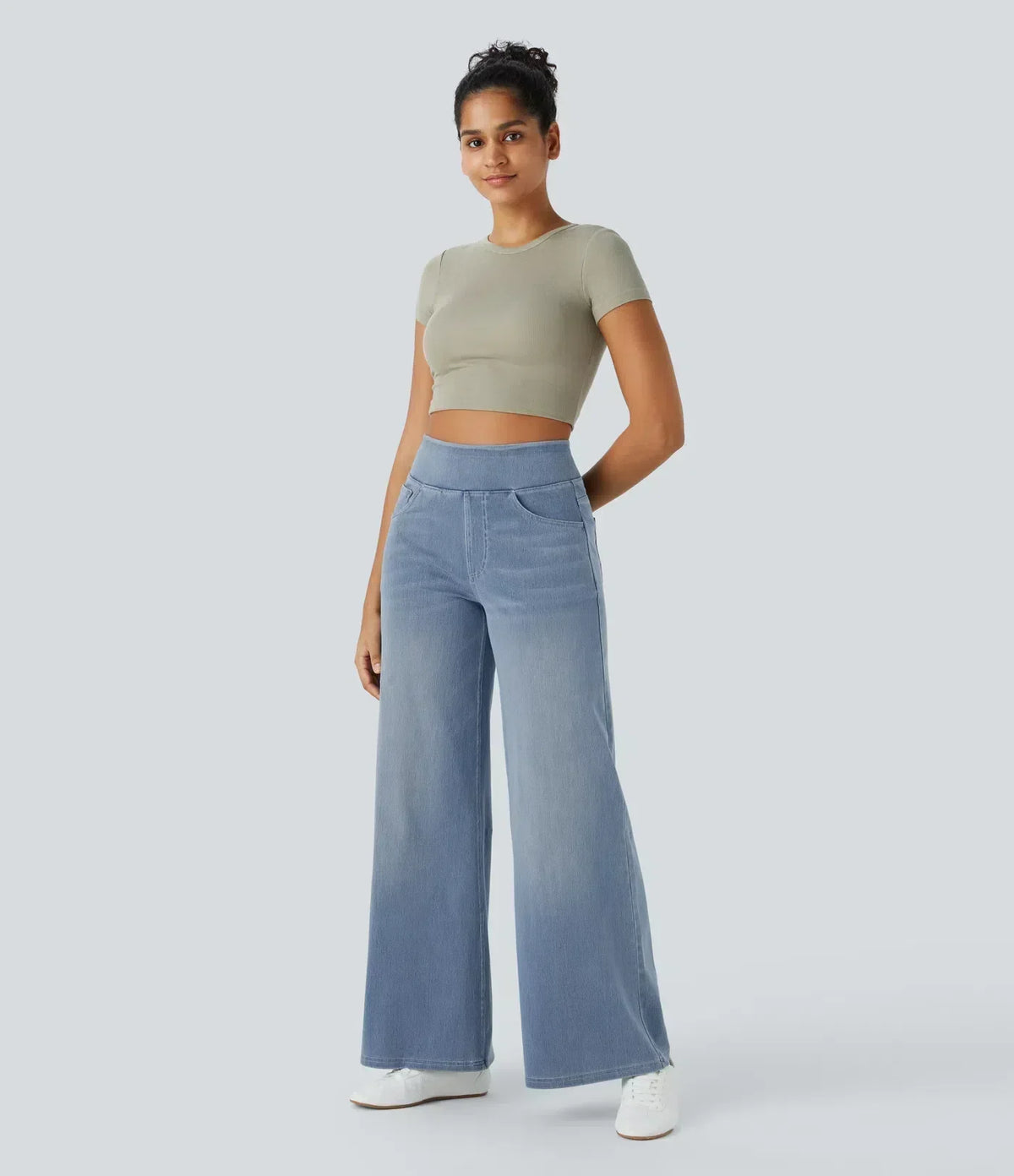 Nora | Comfortable High Waisted Wide Leg Jeans with Pull-On Waistband
